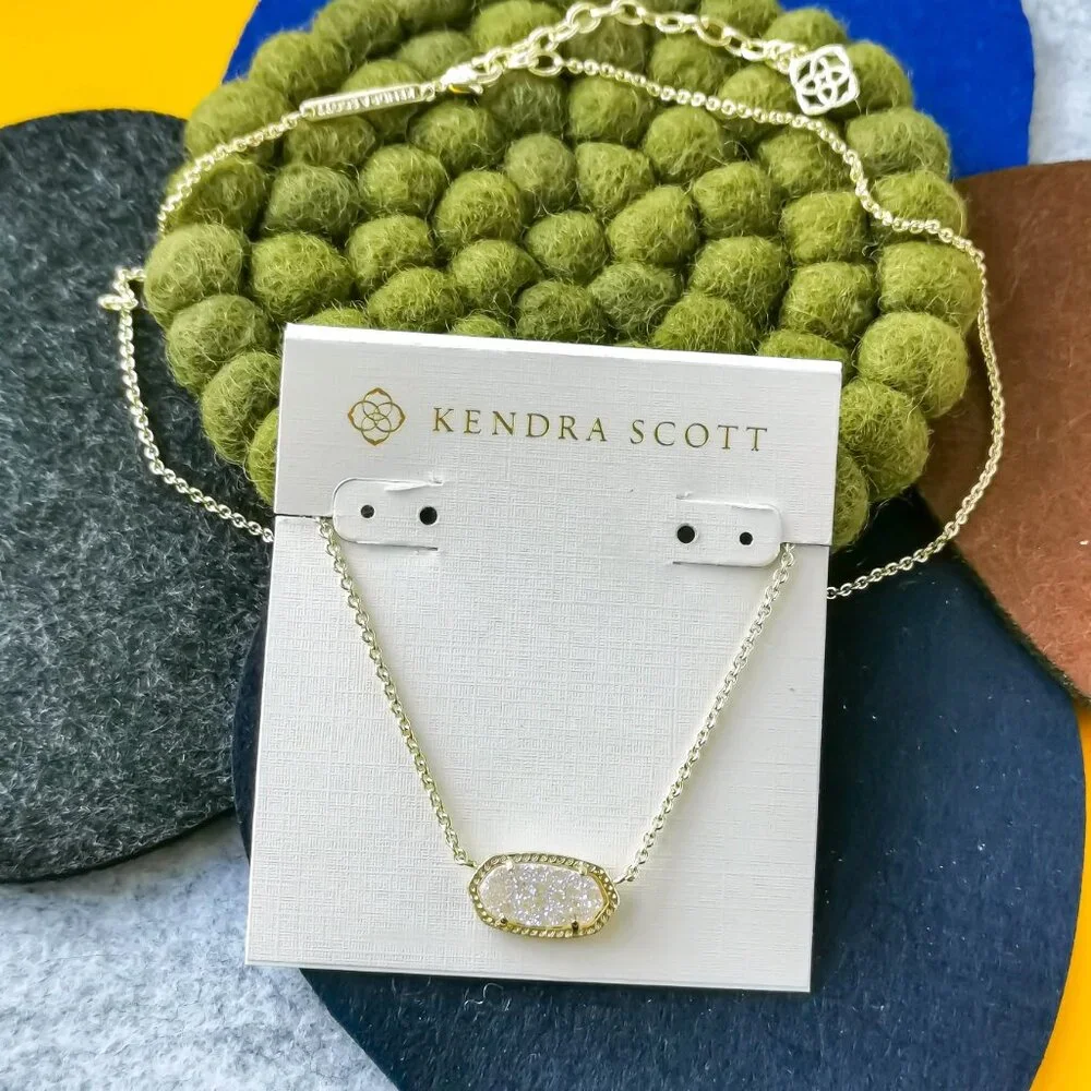 Kendra Scott Elisa Iridescent Drusy Necklace Gold - Picture 2 of 3